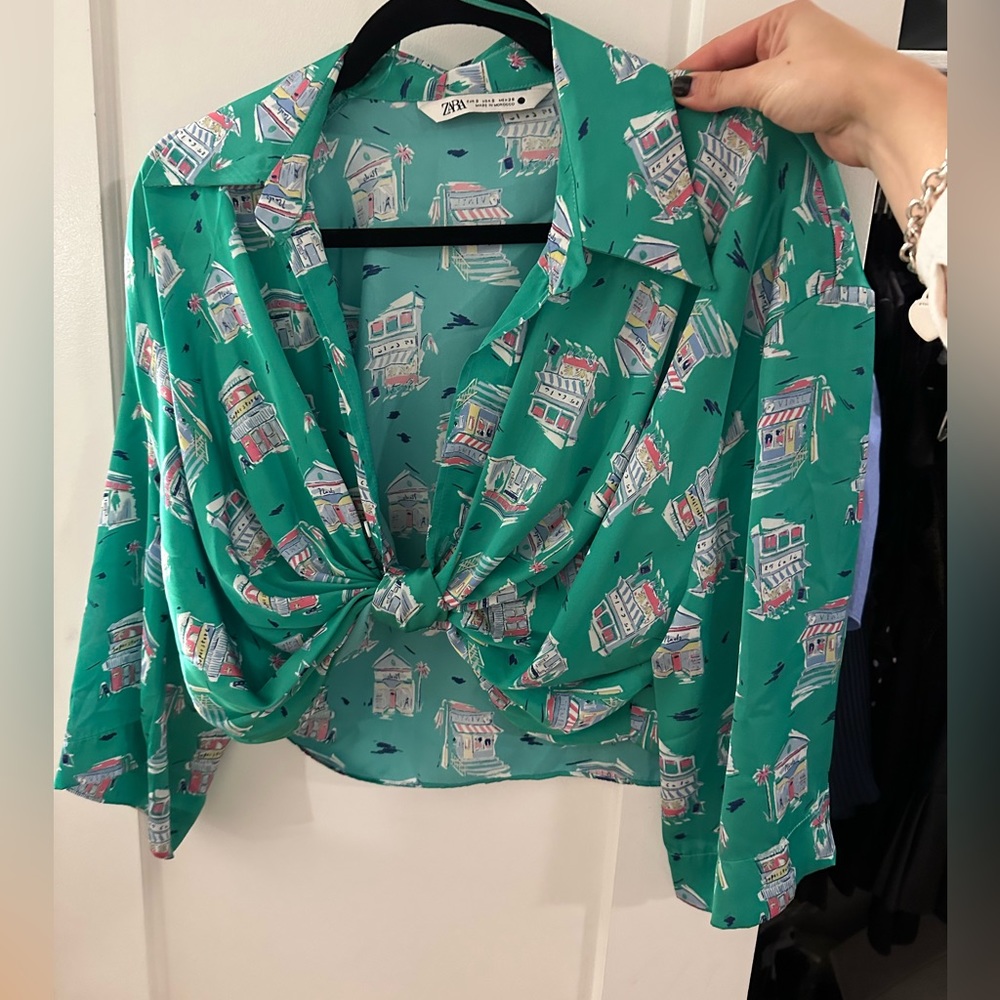Zara satin front twist crop top